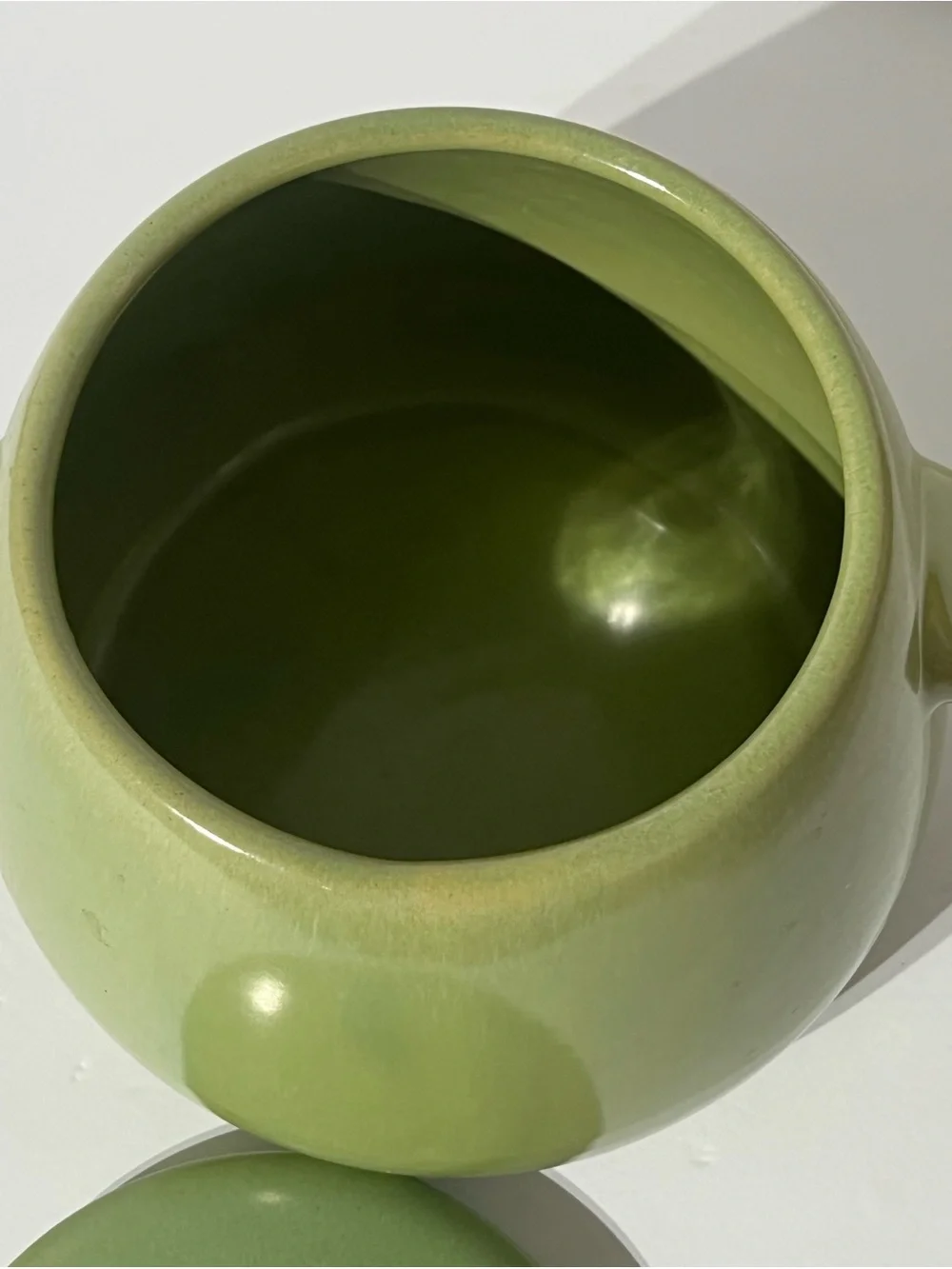 Vintage La Solana Ware Cookie Jar with Lid Bean Pot Style Green MCM 50s